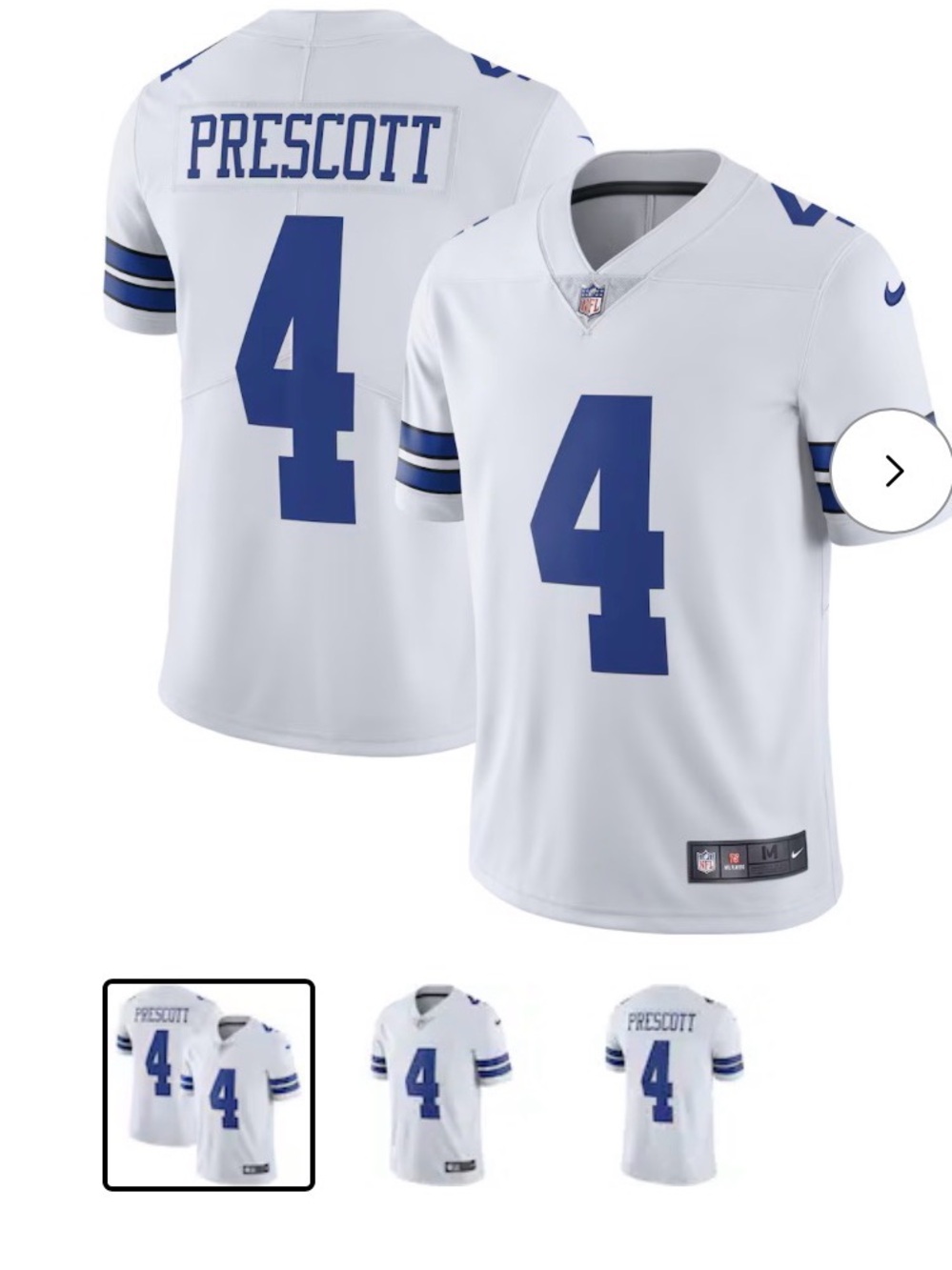 Nike Dallas Cowboys White and Royal Blue #4 Football Jersey